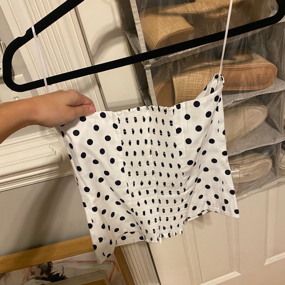 Reformation strapless black and white polka dot top - Picture 2 of 3